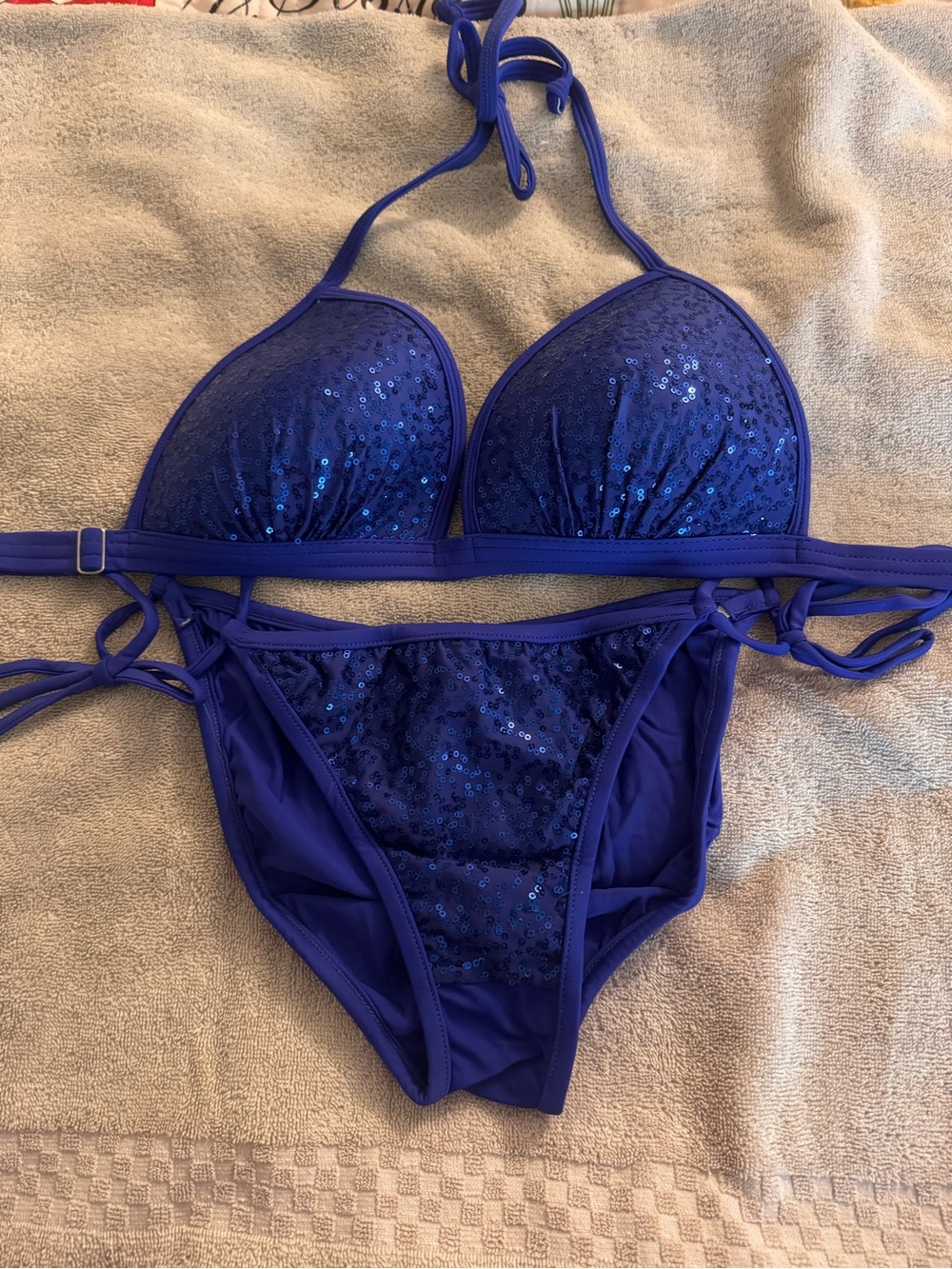 VENUS Cobalt Blue Sequin Halter Bikini Set